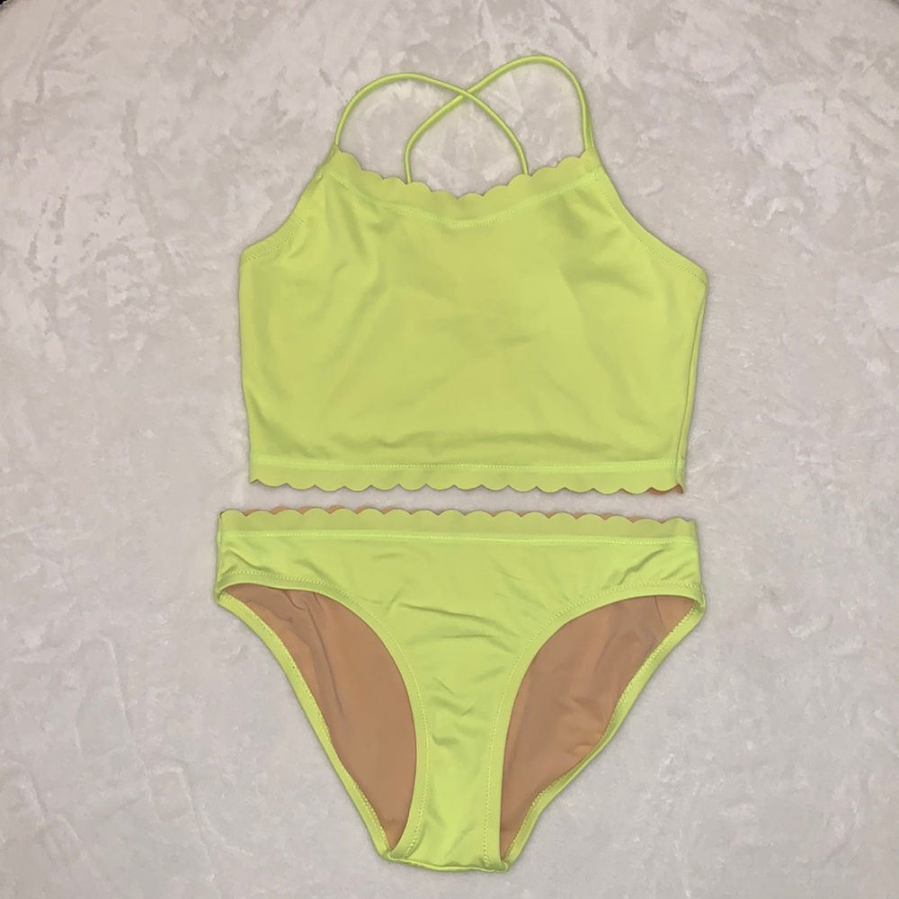 Crewcuts Neon Yellow Scalloped Two-Piece Swim Bikini